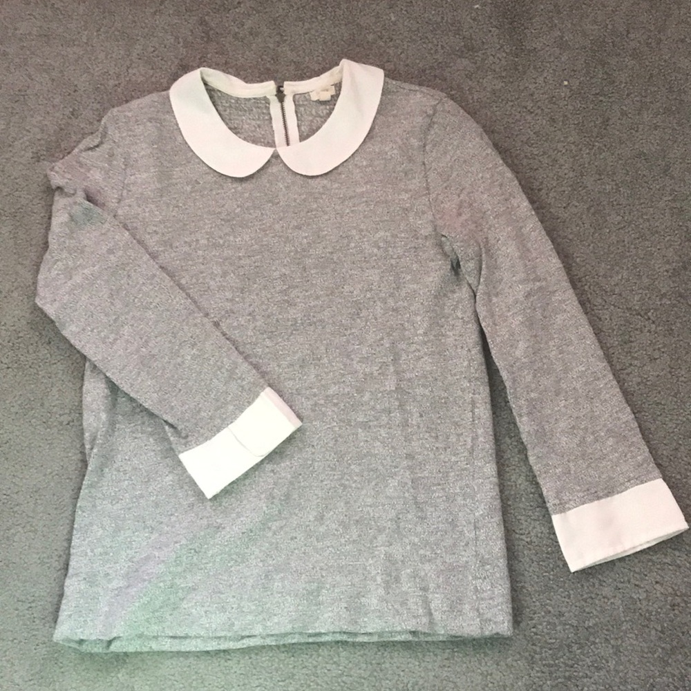 Gray J Crew Sweater w/ Peter Pan Collar, Size XXS
